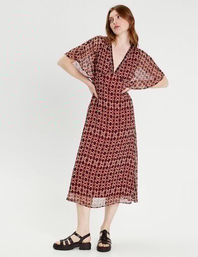 Robe longue empire dos ouvert rouge femme