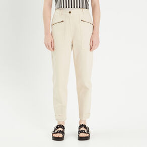 Pantalon cargo bas resserré sable femme