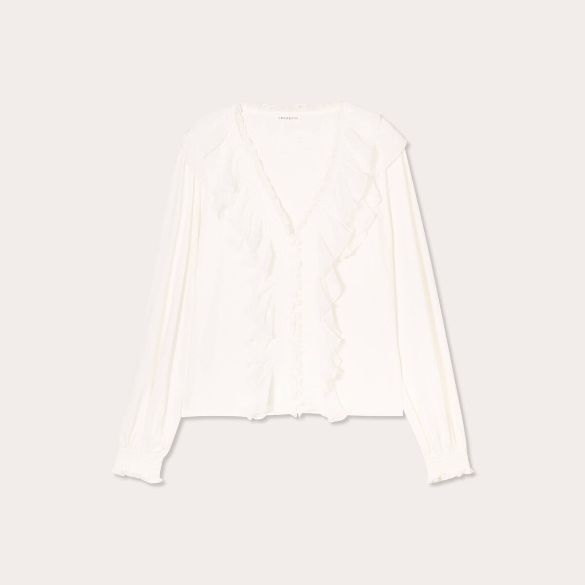 Blouse avec volants ecru femme
