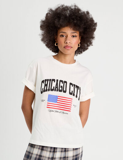 T-shirt manches courtes blanc femme