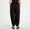 Pantalon large taille haute pliss&eacute; noir femme