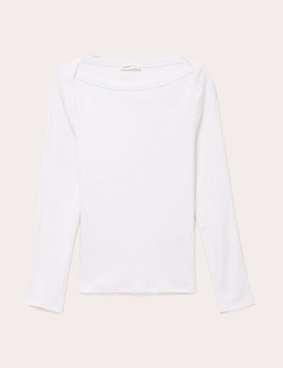 T-shirt col bateau blanc femme