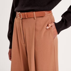 pantalon large fluide pinces beige femme Pantalon large fluide pinces beige femme