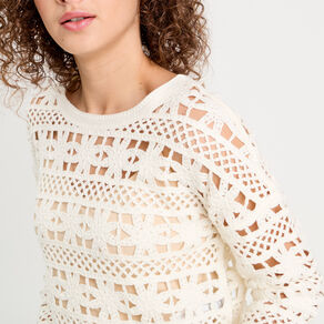 pull ajoure effet crochet ecru femme Pull ajouré effet crochet ecru femme