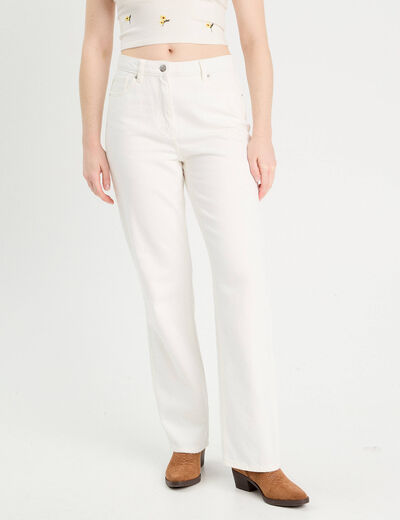Jeans droit 5 poches ecru femme