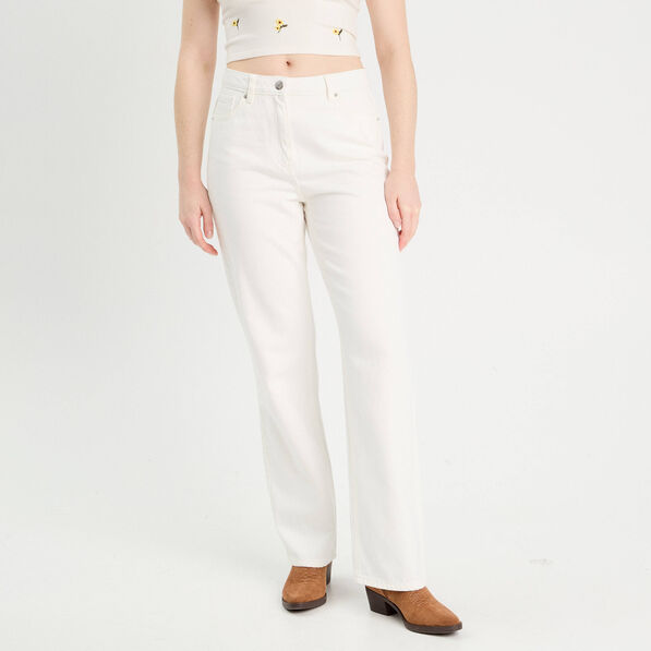 Jeans droit 5 poches ecru femme