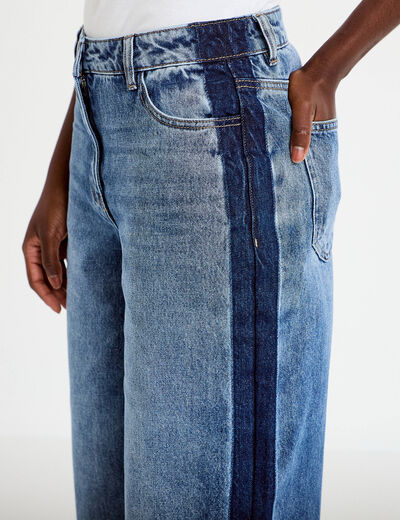 Jean mom cropped denim double stone femme