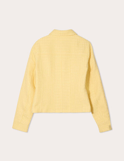 Veste tweed boutonné jaune clair femme