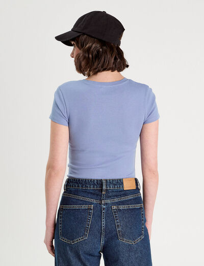 T-shirt manches courtes bleu gris femme