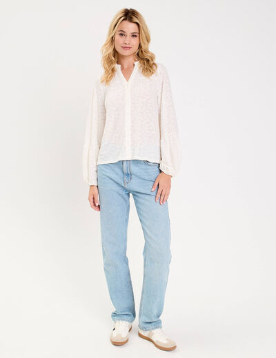 Blouse manches longues ecru femme