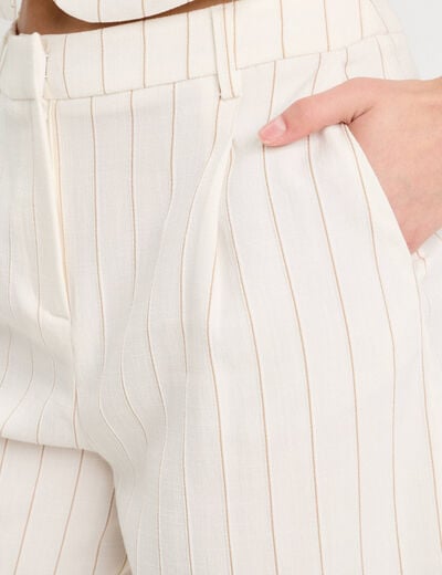 Bermuda droit pinces blanc femme