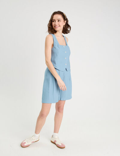 Veston sans manches bleu gris femme