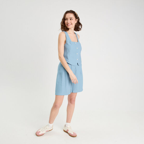 Veston sans manches bleu gris femme