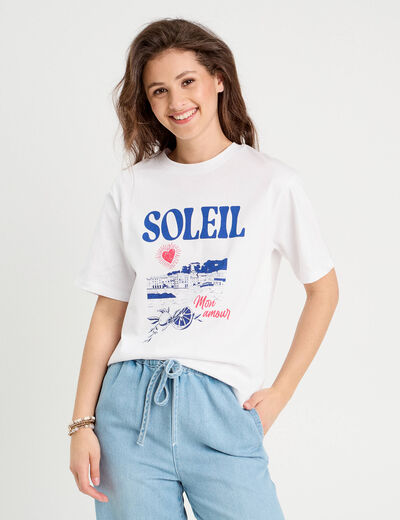 T-shirt manches courtes blanc femme