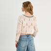 Gilet effet crochet et noeuds beige femme