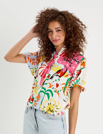 Chemise manches courtes blanc femme