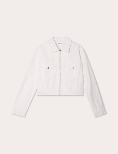 Veste zippée en jean ecru femme