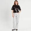 T-shirt sequins col montant noir femme