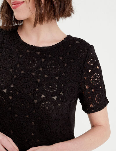 Robe droite crochet noir femme