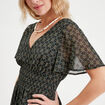 Robe évasée manches courtes noir femme