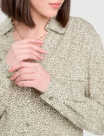 Chemise manches longues vert olive femme