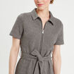 Robe droite zippée ceinturée blanc femme