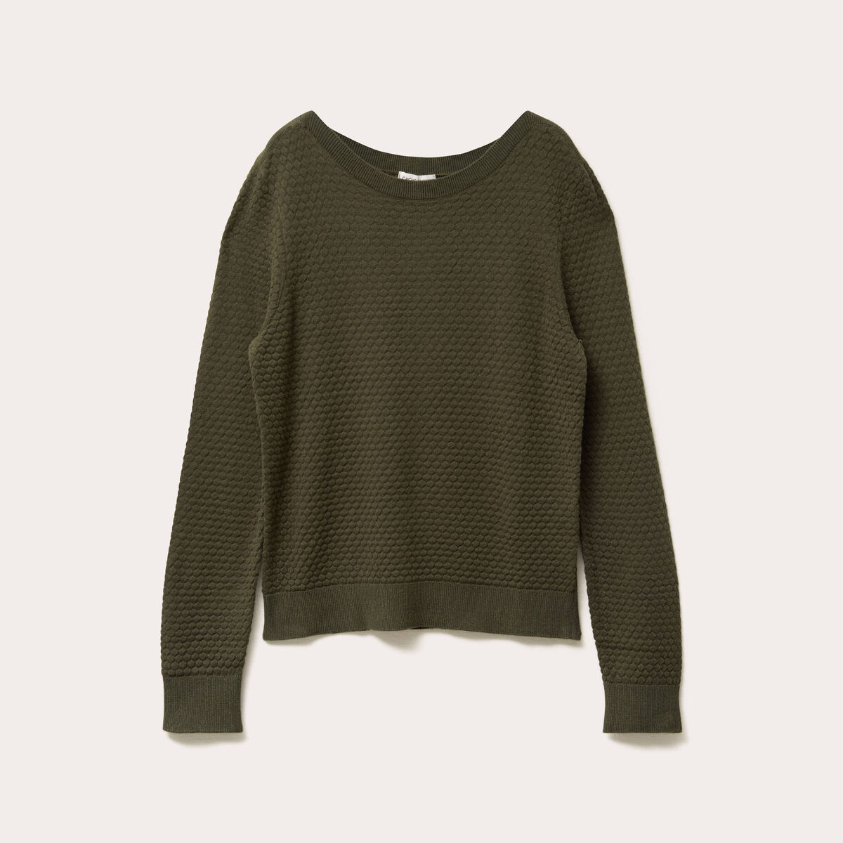 Pull col bateau vert kaki femme