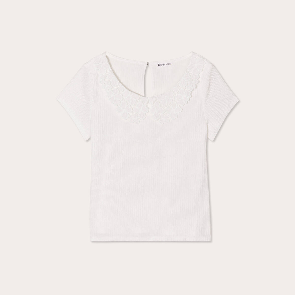 T-shirt manches courtes ecru femme