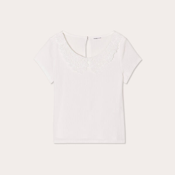 T-shirt manches courtes ecru femme