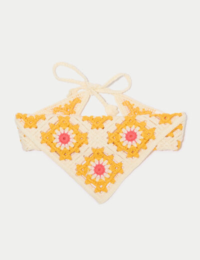Foulard crochet orange femme
