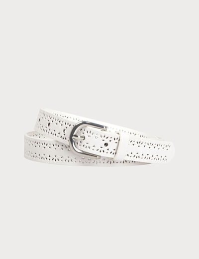 Ceinture folk ajourée ecru femme