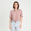 Chemise manches courtes nouée rose femme