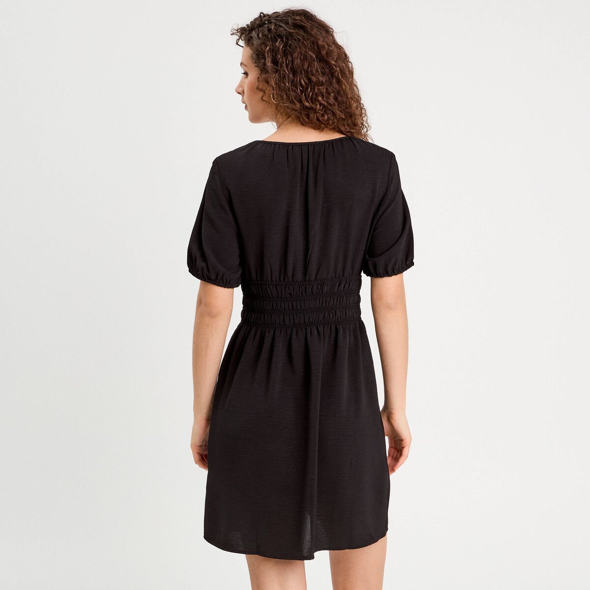 Robe évasée fluide noir femme