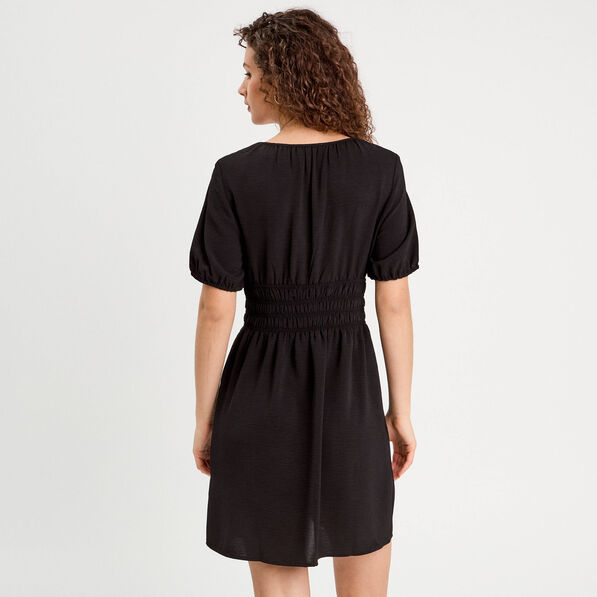 Robe évasée fluide noir femme