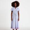 Robe longu&eacute; brod&eacute;e manches courtes bleu roi femme