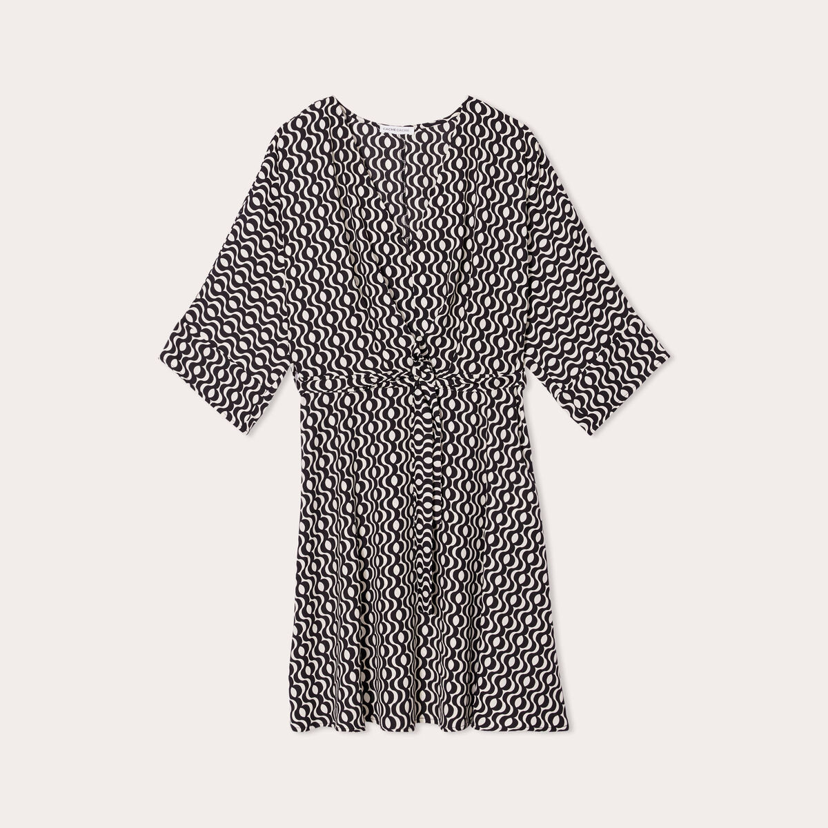 Robe évasée manches 3/4 blanc femme