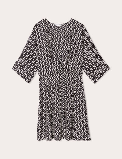 Robe évasée manches 3/4 blanc femme