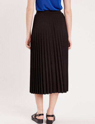 Jupe longue évasée plissée noir femme