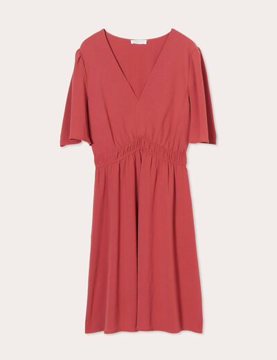 Robe évasée taille élastiquée vieux rose femme