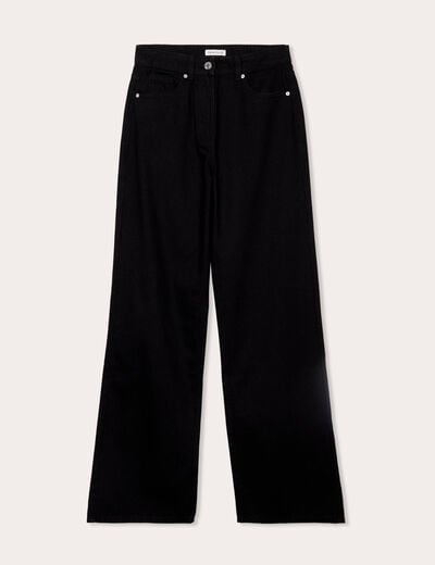 Jean wide leg taille haute Petite denim noir femme