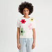 Pull manches courtes ecru femme