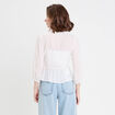 Blouse droite courte col v manches 3/4 blanc femme