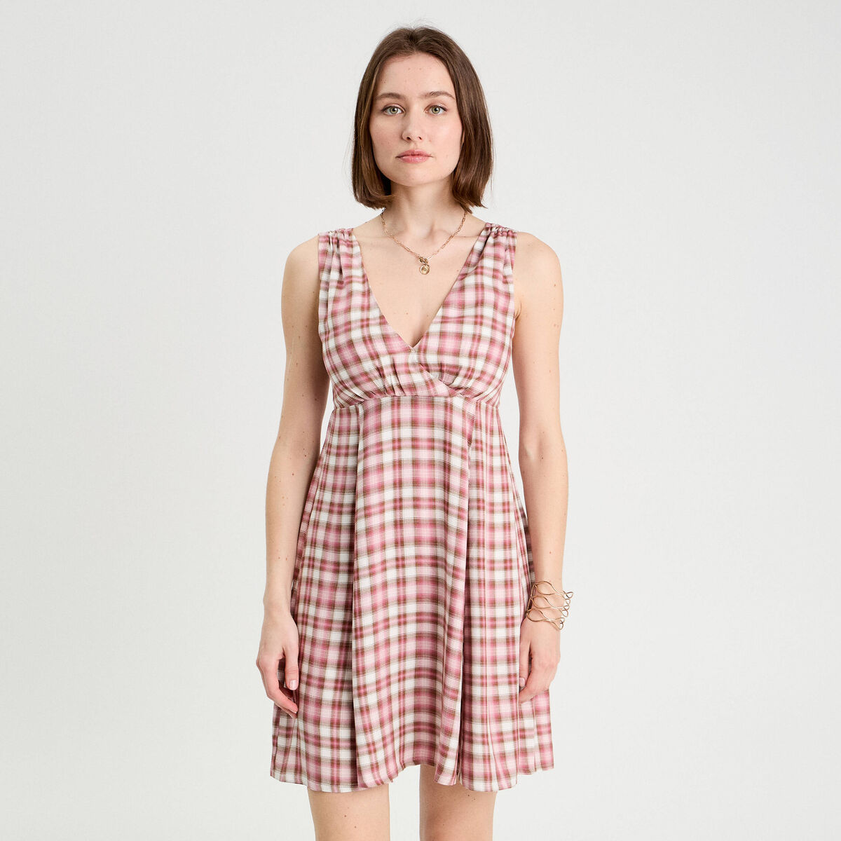 Robe trapèze sans manches rose femme
