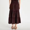 Jupon &eacute;vas&eacute; taille haute marron fonc&eacute; femme