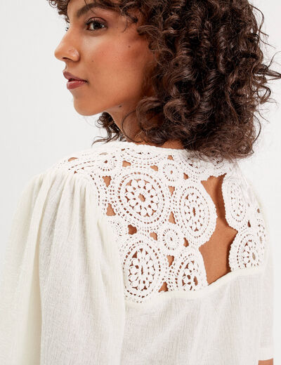 T-shirt manches courtes ecru femme