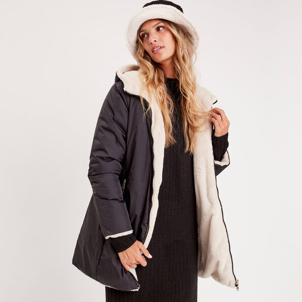 parka reversible a capuche noir femme Parka réversible à capuche noir femme