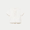 Blouse col v manches courtes dentelle ecru femme