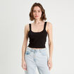 Débardeur cropped bretelles noir femme