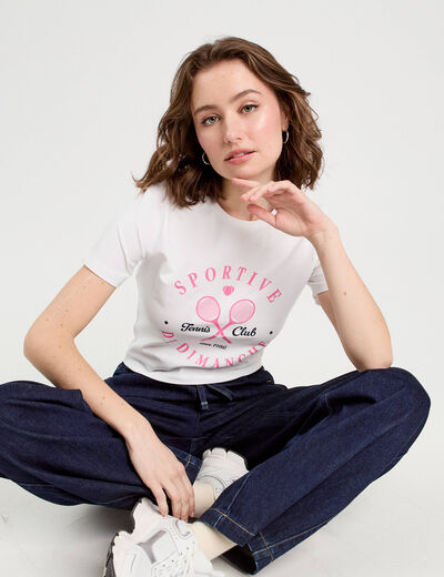 T-shirt cropped blanc femme