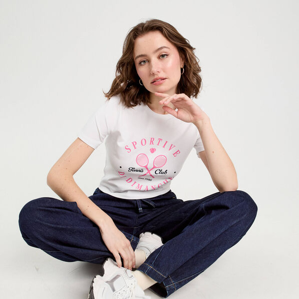 t shirt cropped blanc femme T-shirt cropped blanc femme